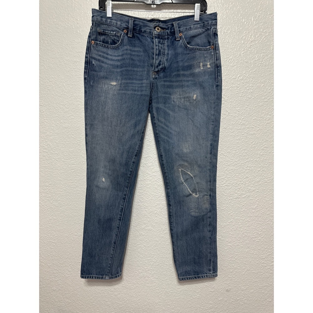 Lucky Brand Women Sienna Slim Boyfriend Jeans Medium Wash Distressed Size 4 27